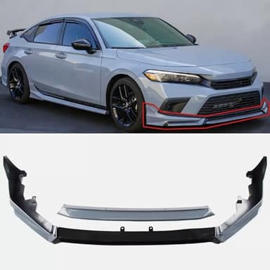 NINTE Front Bumper Lip Fit for 2022 2023 2024 11th Honda Civic Sedan Hatchback V3 Style Front Lip Splitter Body kit Spoiler ABS Painted Sonic Gray