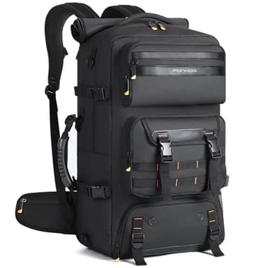 Ponhog Travel Backpack for Men, 50L Carry On Flight Approved Convertible Duffle Bag with Shoe Compartment, 17 inch Laptop Luggage with USB Charging Port for Weekender Hiking, Black