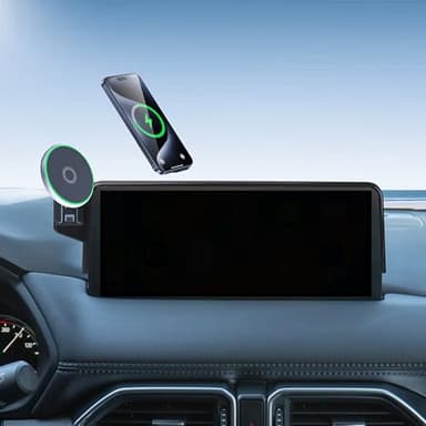 AbeeyGeomarn Car Phone Holder for Mazda CX-5 2021-2025/CX-9 2022-2024 Accessories Apply to 10.25 Inch Screen 15W Fast Wireless Charger Screen Fixed Clip Cell Phone Mount Hands-Free 360 Degree Rotation