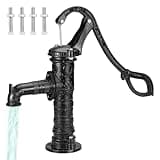 VEVOR Antique Hand Water Pump 14.6 x 5.9 x 25.6 inch Pitcher Pump w/Handle Cast Iron Well Pump w/Pre-set 0.5" Holes for Easy Installation Old Fashion Pitcher Hand Pump for Yard Ponds Garden Black