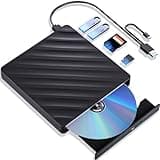 External Blu Ray Drive, 5 in 1 Portable Blu Ray Player with USB 3.0 Type-C, CD DVD Burner 3D Blu Ray with SD/TF Port, Blu Ray Drive Compatible with Windows Laptop Desktop, Bluray Player for PC