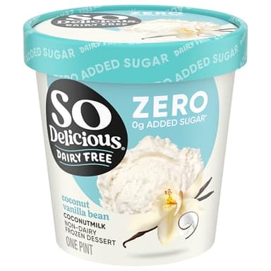 So Delicious Dairy Free Coconut Milk Frozen Dessert, Vanilla Bean, No Sugar Added, Vegan, Non-GMO Project Verified, 1 Pint