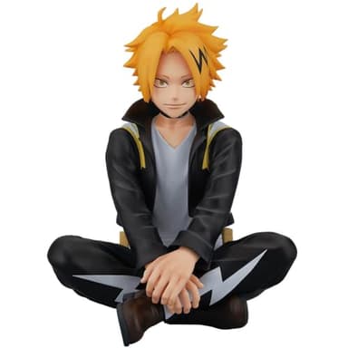 HBGIAY MHA Figure Kaminari Denki Action Figure Sitting Pose 10cm Desktop Cute Figura de Denki Kaminari Figurine Collections