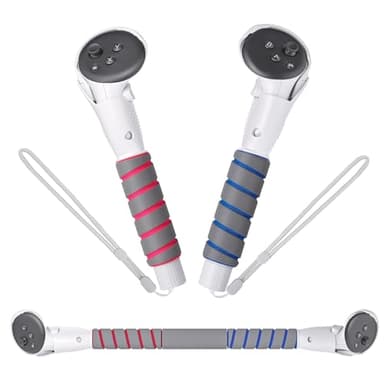 Digicharge 3-in-1 VR Controller Handle for Meta Quest 3S & 3 – Gaming Accessory for Beat Saber, Golf+, Gorilla Tag – Saber, Bat & Club Attachment with Secure Clip-in Design