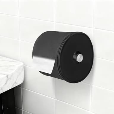 FIYEMNI Cat-Proof Toilet Paper Guard, Anti-Dog Full Enclosure Tissue Paper Protector Cover. Stops Pets Unrolling & Wasting Rolls, Fits Standard Holders, Oxford Cloth Black