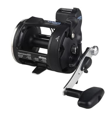 Okuma Magda Pro Line Counter Levelwind Trolling Reel, Small, Black/Silver, MA-30DX
