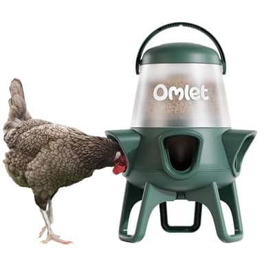 Omlet No Waste Chicken Feeder | No Spill Poultry Feeder | BPA Free 5 Anti-Bully Ports | Easy to Clean | Feeds 6 Hens for 7 Days | 12lb