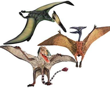 Gemini&Genius 3pcs Pterodactyl Action Figures Realistic Flying Dinosaur Pteranodon Dino Toys Pterosaur Model Toys Cake Toppers Set for Kids