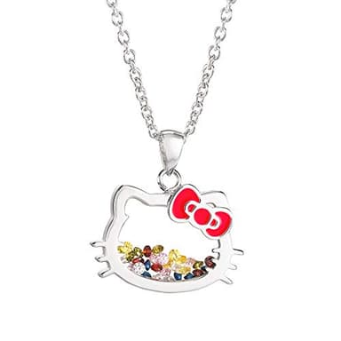 Hello Kitty Sanrio Womens Shaker Pendant Necklace 18" - Silver Plated Necklace Officially Licensed