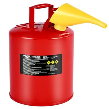 VEVOR Safety Metal Container, 5 Gallon Type I Red Metal Container for Liquid Material with Stainless Steel Flame Arrester, Self-Closing Lid & PE Funnel, Carbon Steel Flammable Saving with Handle