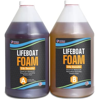 Lifeboat Polyurethane Pour Foam 2lb Density 2 Gallon Kit 2-Part Closed Cell Rigid Expanding Foam - Extended Time Formula - For Boat Buoyancy, Flotation, Filling, Deep Pour, Soundproofing, & Insulation