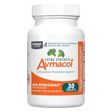 Nutramax Laboratories Avmacol Extra Strength #1 Researched Sulforaphane-Producing Brand for Detoxification with Glucoraphanin and Active Myrosinase, Immune Health, Adults & Children, 30 Tablets