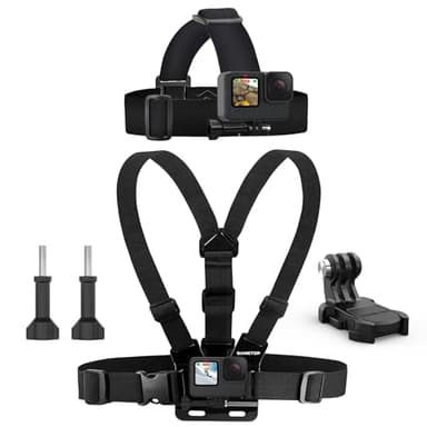 Sametop Head Mount Strap Chest Mount Harness Chesty Kit Compatible with GoPro Hero 13, 12, 11, 10, 9, 8, 7, 6, 5, 4, Session, 3+, 3, 2, 1, Hero (2018), Fusion, Max, DJI Osmo Action Cameras