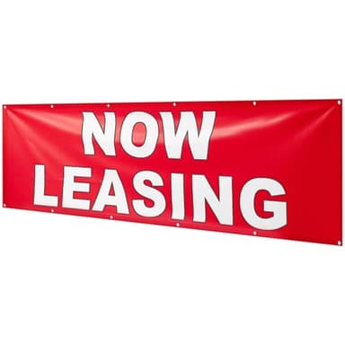Mindsoft Now Leasing Vinyl Banner 3×10 ft Waterproof Large Format Banner with Metal Grommets Real Estate Sign for Lease Advertising Reusable Outdoor Indoor Display Sign for Business Store Office Yard