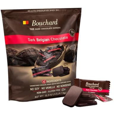 Bouchard Belgian Dark Chocolate Napolitains (72% Cacao) 35.3 OZ (2.2 LB/1KG)