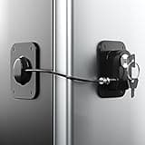 RORMGO Refrigerator Lock 2 Packs, Fridge Lock with Silicone Wire Protection Fridge Locks for Kids Easy to Use and Install Fridge Locks with Key Surface-Friendly Freezer Lock, Black
