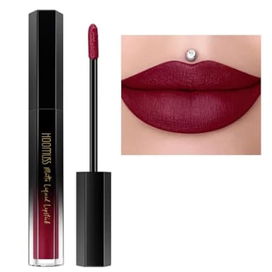 HOOMUSS Burgundy Lipstick Long Lasting, Matte Liquid Lipsticks for Women Non Transfer Smudgeproof Smooth and Easy to Appy Cruelty Free Lip Color, M47 Burgundy Love