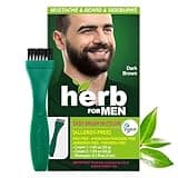 Herb For Men Mustache & Beard Dye (Dark Brown, 1 Pack), PPD-Free Ammonia-Free, Vegan with Natural Ingredients, Odorless, Gentle for Sensitive Skin, No Skin Irritation