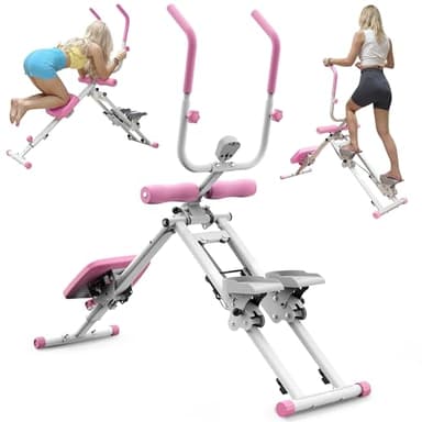 KINMAC 2 in 1 Stair Stepper & Ab Workout Machine - Multi-Function Trainer-Upgrade High-Efficiency Stairmaster & Ab Trainer Machine Full-Body Exercise Equipment for Home Gym Exercise -White Pink