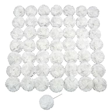 DH EYB Silk Carnation Flower, 50 Artificial Flowers, Used for Wedding Decoration DIY Handmade Flowers, Carnation Flower Diameter 3.5 Inches and 6 Inches Stem (White)