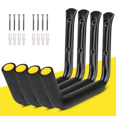 GEEDAR 120 LB Capacity (15") Heavy Duty Garage Storage Hooks (4packs) Kayak Storage Hanger Wall Mounted Rack for Hanging Ladders, Bikes