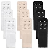 Xlrhong 9 Pcs Bra Extender 2 Hook 3 Row, Women's Soft Comfortable Elastic Bra Strap Extender, Lady's Bra Extenders 2 Hooks
