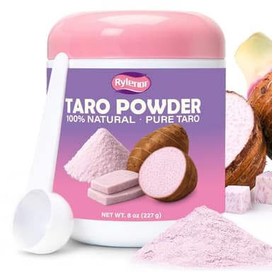 8oz(224g) Pure Taro Powder No Sugar Added - Taro Root Powder for Boba Milk Bubble Tea, Smoothies, Drinking, Baking, Pancakes, Ice Cream, Rich Flavor with Scoop