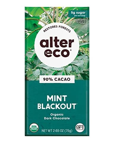 Alter Eco | Dark Chocolate Bars | Pure Dark Cocoa, Fair Trade, Organic, Non-GMO, Gluten Free (Mint Blackout)