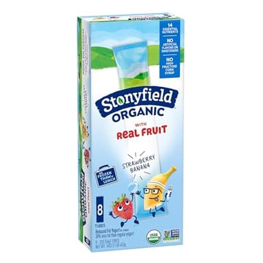 Stonyfield Organic Kids Reduced Fat Yogurt Tubes, Strawberry Banana, 2 oz., 8 Ct