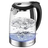 Cosori Electric Kettle, No Plastic Filter & Spout, 1.7L Tea Kettle & Hot Water Boiler For Coffee & Tea, Water Heater & Teapot, Automatic Shut Off, Borosilicate glass, Black, 1500W