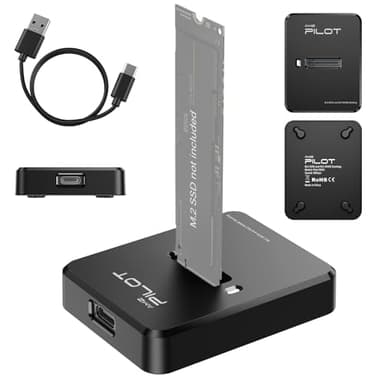 AMZPILOT M.2 NVMe & SATA to USB C Docking Station, M.2 SSD to USB A C Reader Adapter for Both M.2 (M Key, B+M Key) NVMe and SATA NGFF SSD Dock, Size for 2280 2260 2242 2230 22110 Enclosure - Plastic
