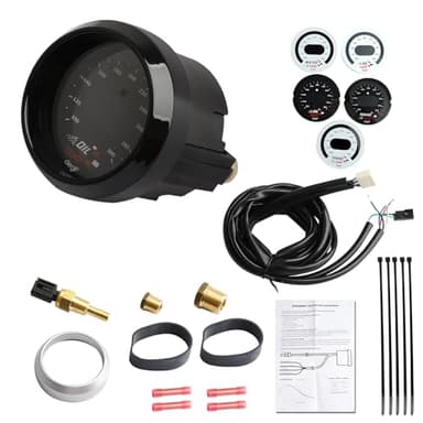 KAVIUS 30-4402 Water Temperature Gauge Meter 100-300 F 2-1/16" Housing Digital Oil Temperature Gauge Kit Universal Fit for Carbureted or EFI Vehicles Transmission Temp Gauge W/Harnes Sensor Faceplates