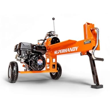SuperHandy Log Splitter Portable 20 Ton Rapid Auto Return Ram System Bucher Gear Pump 7HP Engine Horizontal Full Beam Steel Wedge Firewood Splitting Forestry Harvesting