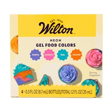 Wilton Neon Gel Food Coloring Set, Vibrant Gel-Based, 4-Count