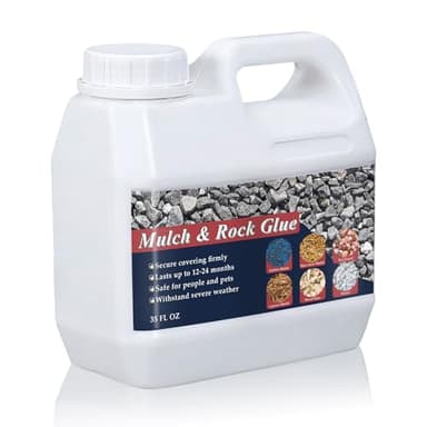 Mulch and Rock Glue for Landscaping, Fast Drying Gravel Binder, Reliable and Non-Toxic Lockdown Sticky Rock Glue for Pea Gravel and Rocks, Lasts up to 12-24 Months