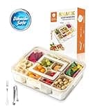 Dynara Snackle Box Container - Dishwasher Safe, German Heat-Resistant Material, Divided Trays with Lid & Handle, Perfect for Fridge Organization, Travel, Charcuterie Boards & Portable Snack Platters