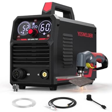 YESWELDER Plasma Cutter 60Amp Non-High Frequency Non-Touch Pilot Arc, Digital Display DC Inverter 110/220V Dual Voltage Blowback Plasma Cutting Machine CUT-60DS PRO