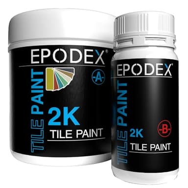 EPODEX TILE PAINT 2K, Epoxy Paint for Wall and Floor Tiles, Odorless, Abrasion-Resistant, Waterproof, High-Coverage - Ultra White, 45 fl oz (Approx. 161 sq ft for Coat)