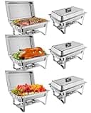 6 Pack 8QT Chafing Dish Buffet Set Stainless Steel Food Warmer Chafer Complete Set with Water Pan, Chafing Fuel Holder for Party Catering