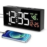 Netzu Alarm Clocks for Bedrooms, Digital Clock with Date Temperature and Weekday, Manual DST, Snooze, 2 Alarms, 4 Volumes for Living Room Home Bedside Desk (Black)