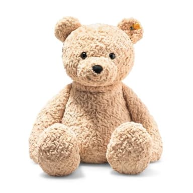 Steiff soft toy Jimmy Teddy Bear, cute cuddly toy with plastic eyes, children, boys & girls, plush animal 55 cm, light brown, 067181