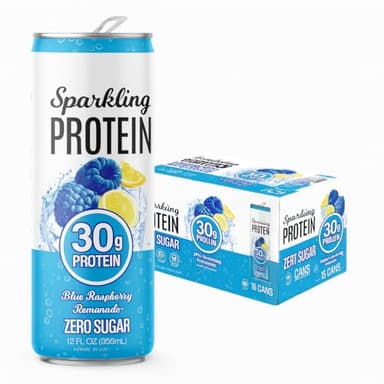 Clear Protein Sparkling Water – Blue Raspberry Lemonade – 30g Protein, Zero Sugar, Low Carb, Non-GMO, Lactose-Free – 15 Pack