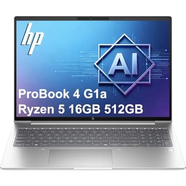 HP ProBook 4 G1a Business AI PC Laptop (16" FHD+, AMD Ryzen 5 230 (> Intel i7-1355U), 16GB DDR5 RAM, 512GB SSD, Radeon 760M Graphics), HP Wolf Security, Backlit, Fingerprint, 1080p Webcam, Win 11 Pro
