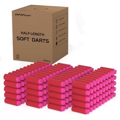 200pcs Half-Length Soft Darts, Short Darts Compatible with Dart Zone, Adventure, Nerf, Worker, Zhenweiqi - for Foam Dart Blasters & Toy Guns Accurate 1.3g (Red Pink 1.4g)