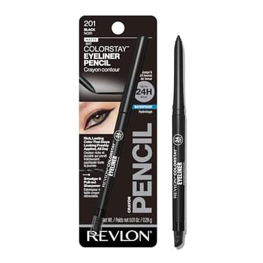 REVLON ColorStay Pencil Waterproof Eyeliner, Smudge-Proof, Eye Makeup with Built-In Sharpener, Packaging May Vary, 201 Black, 0.01 oz