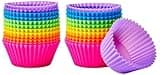Amazon Basics Round Reusable Silicone Baking Cups, Muffin Liners, Pack of 24, Multicolor, 2.9 x 2.9 x 1.3 inches (LxWxH)