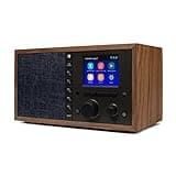 Grace Digital Mondo Elite Classic Smart Internet Radio Bluetooth Wi-Fi Qi-Wireless Fast Charger 7-Day Alarm – Microphone-Free (Walnut)