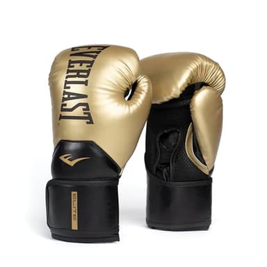 Everlast Elite 2 Boxing Gloves | Pro Training & Heavy Bag Gloves | Men & Women | Ventilated Palm | Multi-Layer Protection | Gold/Black, 16 oz
