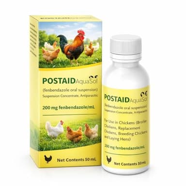 Postaid Chicken Dewormer for Poultry & More, Fenbendazole Broad Spectrum All-Worm Formula – Suitable for Tapeworms, Roundworms & Hookworms – Safe for Laying Hens, 50 mL
