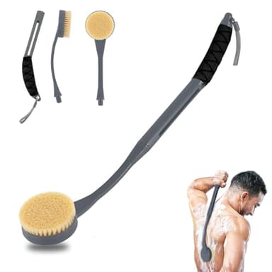 Back Scrubber for Shower,20.5" Long Handle Shower Brush for Body for Deep Clean,Back Brush for Shower for Men Women(Grey)
